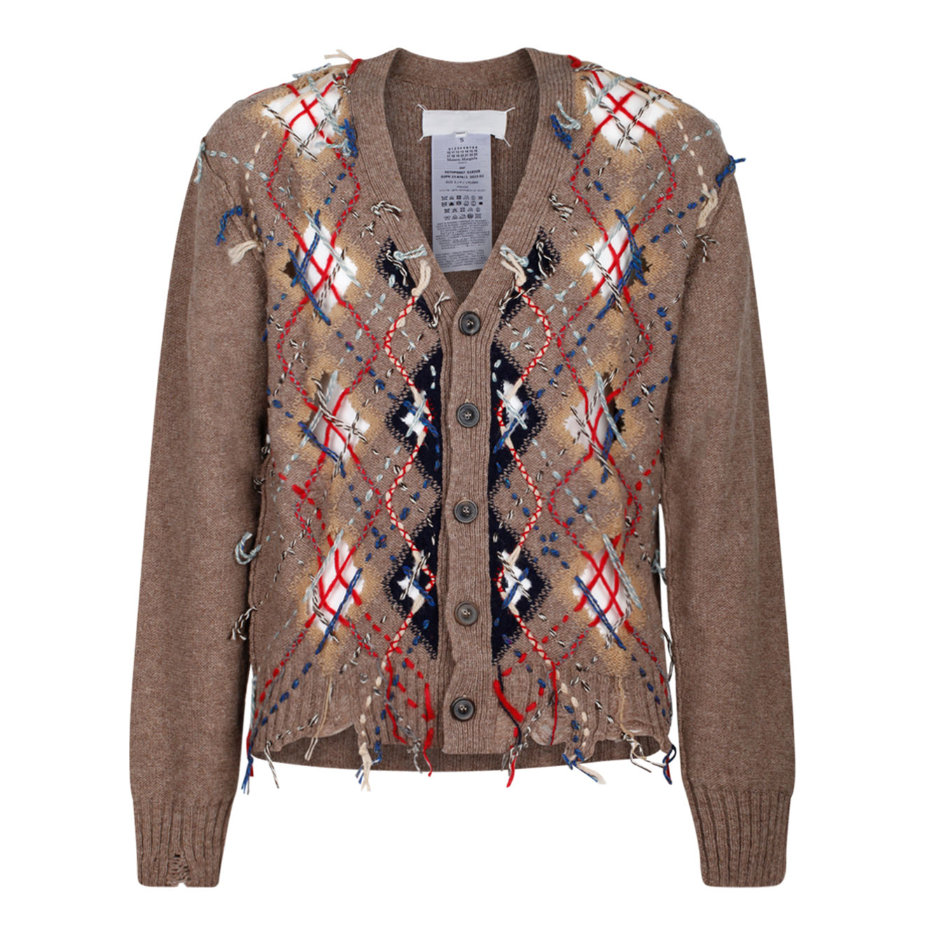 MAISON MARGIELA WALNUT AND 네이비 블루 컷 OUT 가디건